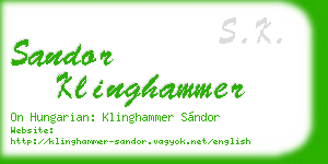 sandor klinghammer business card