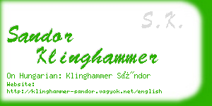 sandor klinghammer business card